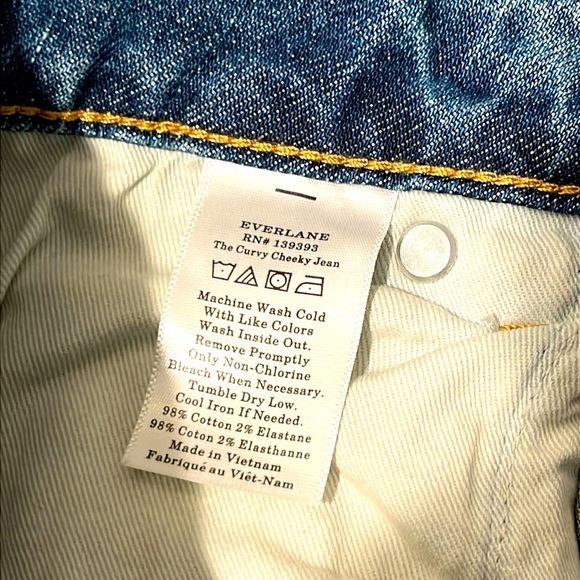 EVERLANE Curvy Cheeky Jeans Women’s 31 High Rise Denim Boho Fabric Cuffed Hem - Picture 9 of 10